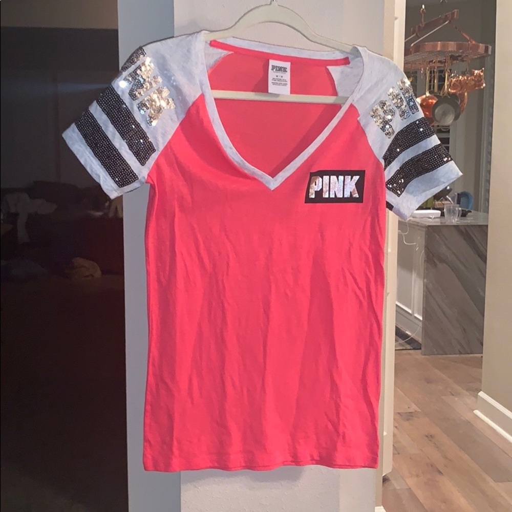 NWOT Victoria’s Secret PINK BLING V- neck shirt
